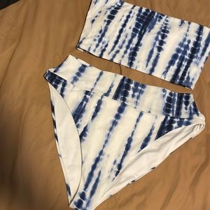 Blue Tie Dye Forever 21 Ox 2 piece bathing suit. Never worn. NWT.